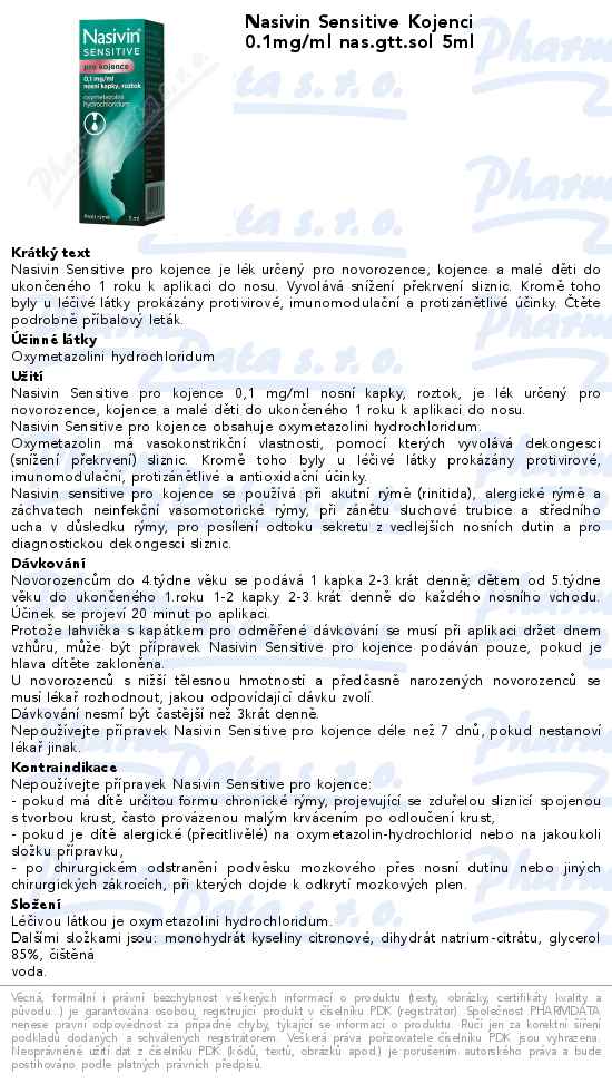 Nasivin Sensitive Kojenci 0.1mg/ml nas.gtt.sol 5ml