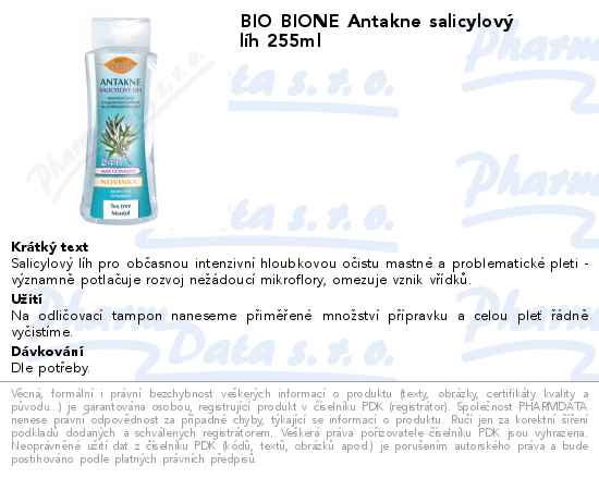 BIO BIONE Antakne salicylovĂ˝ lĂ­h 255ml