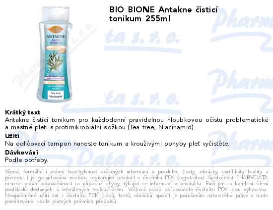 BIO BIONE Antakne ÄŤisticĂ­ tonikum 255ml