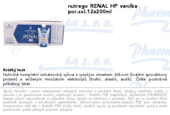 nutrego RENAL HP vanilka por.sol.12x200ml