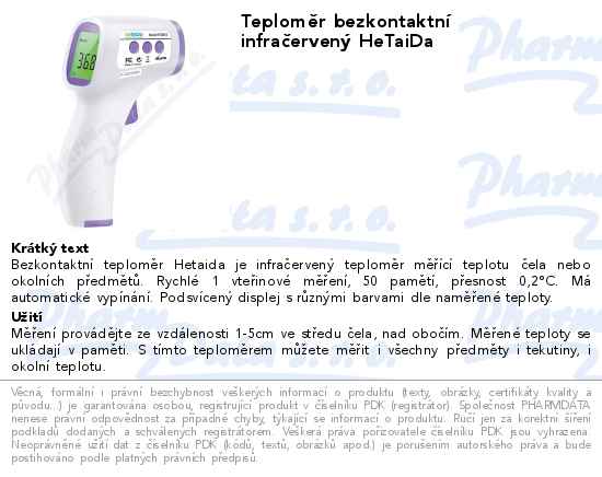 TeplomÄ›r bezkontaktnĂ­ infraÄŤervenĂ˝ HeTaiDa