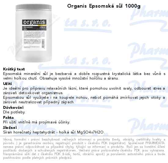 Organis EpsomskĂˇ sĹŻl 1000g