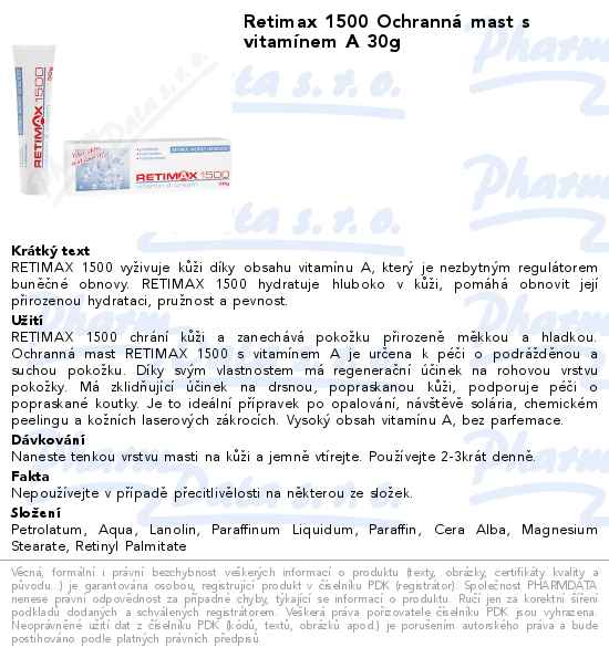 Retimax 1500 OchrannĂˇ mast s vitamĂ­nem A 30g