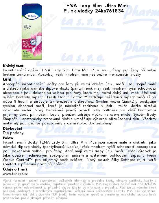 TENA Lady Slim Ultra Mini Pl.ink.vloĹľky 24ks761834