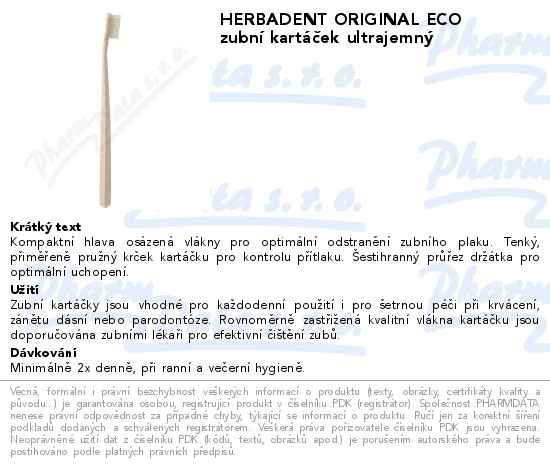 HERBADENT ORIGINAL ECO zubnĂ­ kartĂˇÄŤek ultrajemnĂ˝