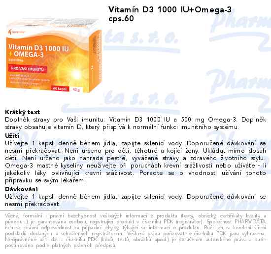 VitamĂ­n D3 1000 IU+Omega-3 cps.60