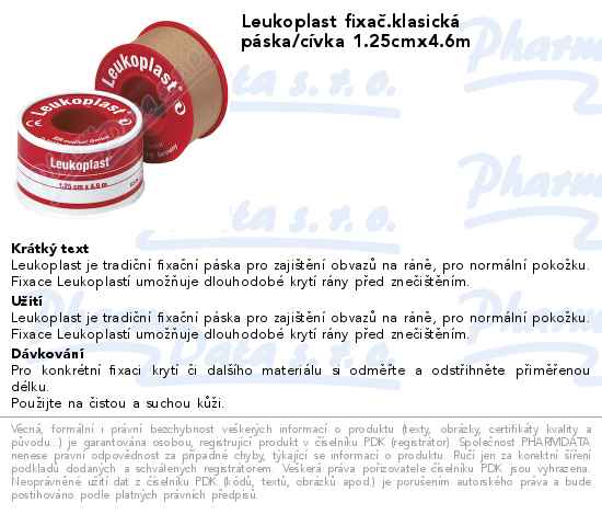 Leukoplast fixaÄŤ.klasickĂˇ pĂˇska/cĂ­vka 1.25cmx4.6m