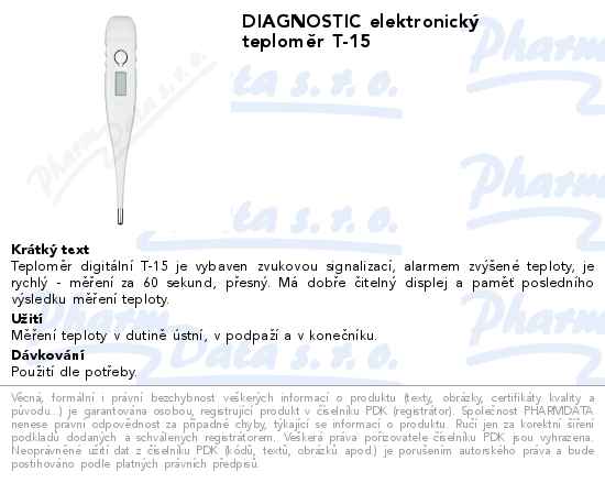 DIAGNOSTIC elektronickĂ˝ teplomÄ›r T-15