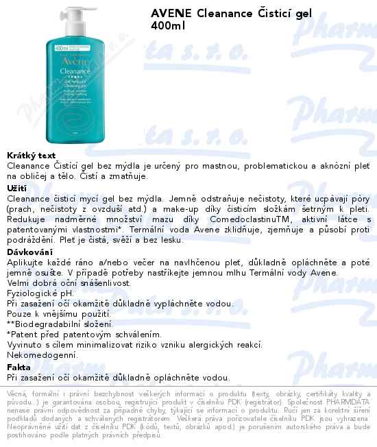 AVENE Cleanance ÄŚisticĂ­ gel 400ml