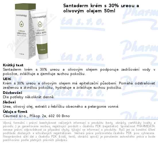 Santaderm krĂ©m s 30% ureou a olivovĂ˝m olejem 50ml