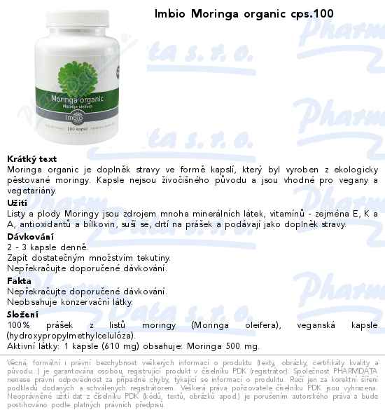 Imbio Moringa organic cps.100
