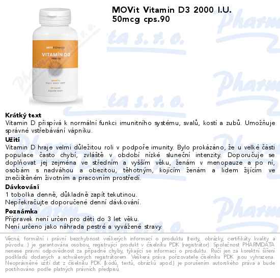 MOVit Vitamin D3 2000 I.U. 50mcg cps.90