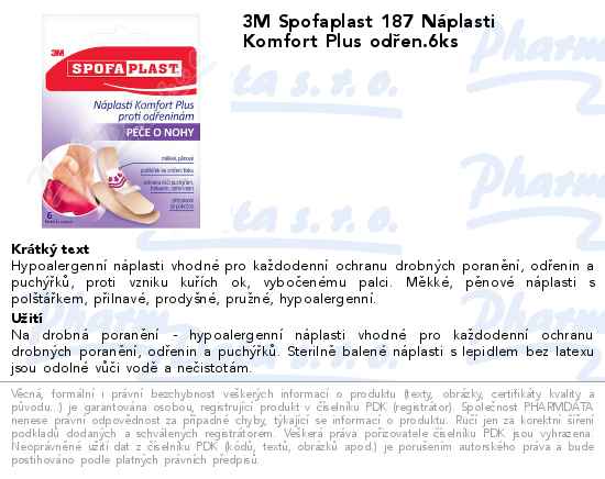 3M Spofaplast 187 NĂˇplasti Komfort Plus odĹ™en.6ks