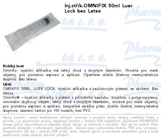 Inj.stĹ™Ă­k.OMNIFIX 50ml Luer Lock bez Latex