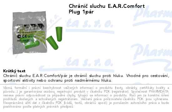 ChrĂˇniÄŤ sluchu E.A.R.Comfort Plug 1pĂˇr
