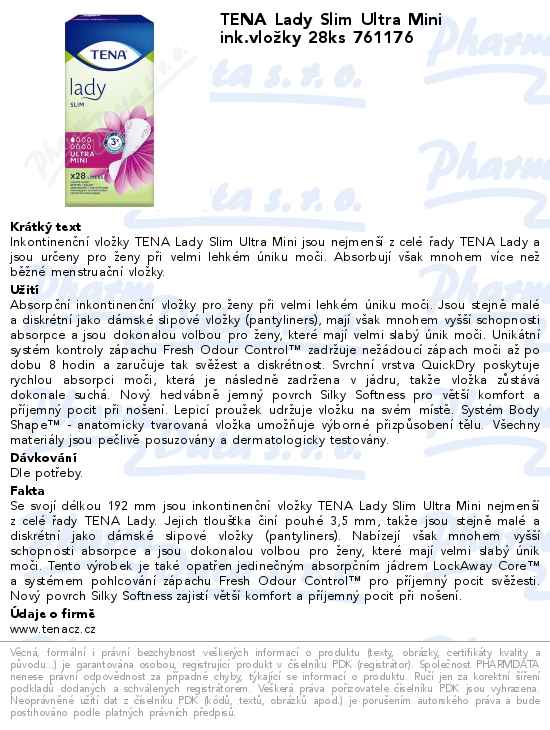 TENA Lady Slim Ultra Mini ink.vloĹľky 28ks 761176