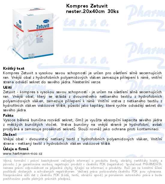 Kompres Zetuvit nester.20x40cm 30ks