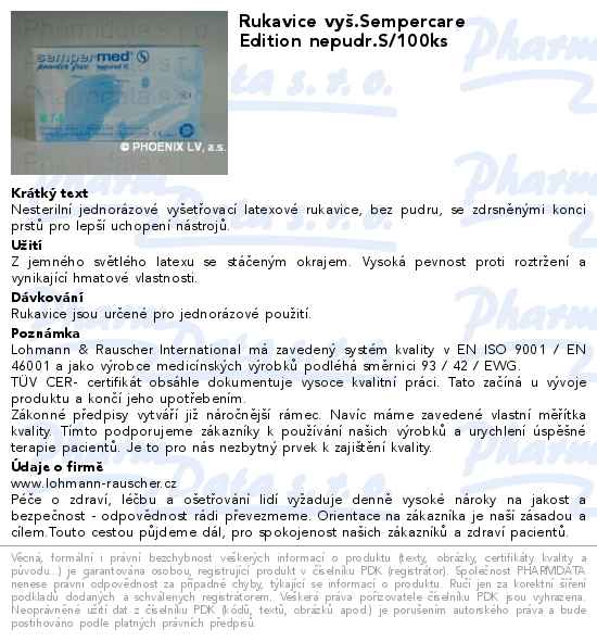 Rukavice vyĹˇ.Sempercare Edition nepudr.S/100ks