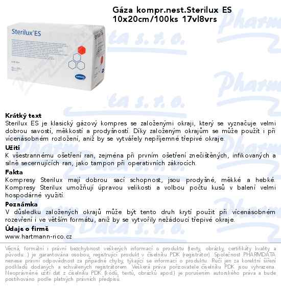 GĂˇza kompr.nest.Sterilux ES 10x20cm/100ks 17vl8vrs