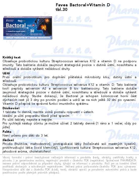 Favea Bactoral+VitamĂ­n D tbl.30