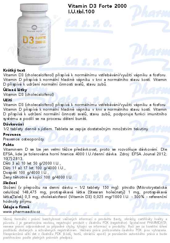 Vitamin D3 FORTE 2000 I.U.tbl.100