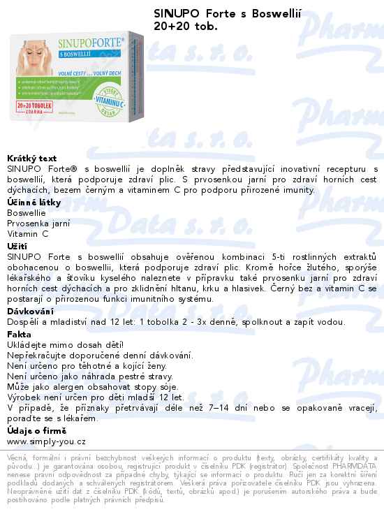 SINUPO Forte s BoswelliĂ­ 20+20 tob.