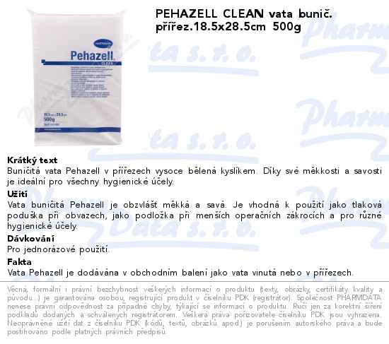 PEHAZELL CLEAN vata buniÄŤ. pĹ™Ă­Ĺ™ez.18.5x28.5cm 500g