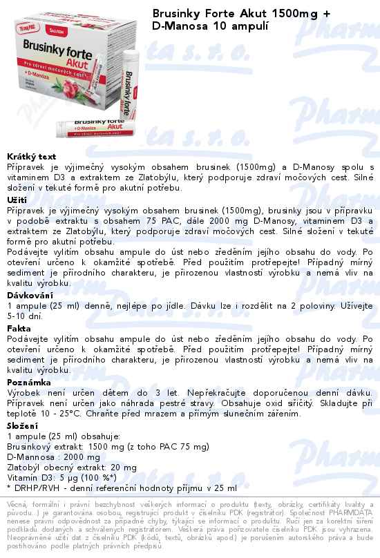 Brusinky Forte Akut 1500mg + D-Manosa 10 ampulĂ­