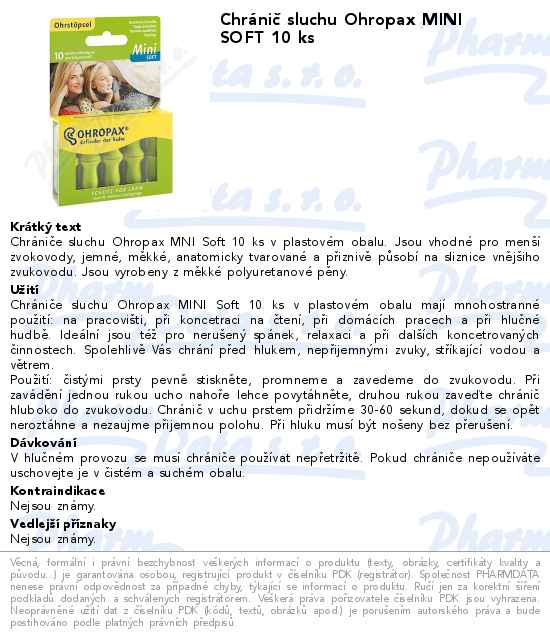 ChrĂˇniÄŤ sluchu Ohropax MINI SOFT 10 ks