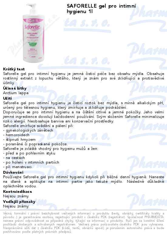 SAFORELLE gel pro intimnĂ­ hygienu 1l