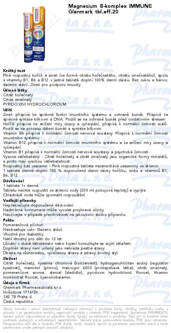 Magnesium B-komplex IMMUNE Glenmark tbl.eff.20