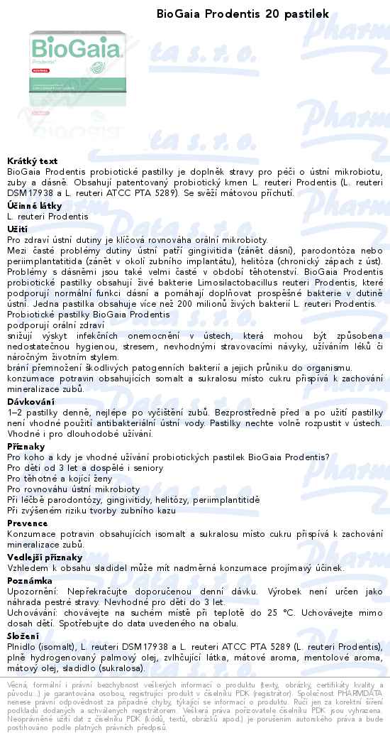 BioGaia Prodentis 20 pastilek