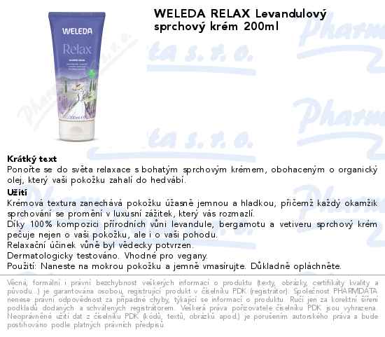 WELEDA RELAX LevandulovĂ˝ sprchovĂ˝ krĂ©m 200ml