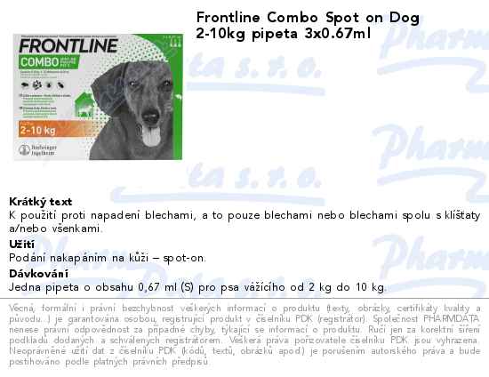 Frontline Combo Spot on Dog 2-10kg pipeta 3x0.67ml