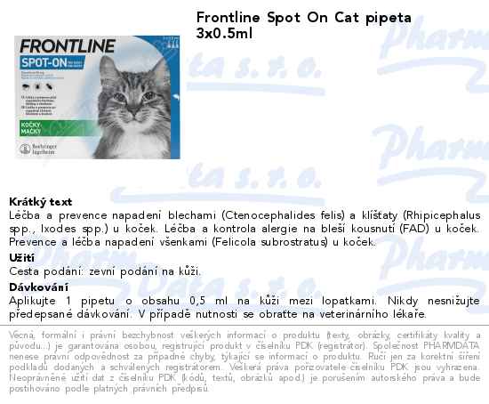Frontline Spot On Cat pipeta 3x0.5ml