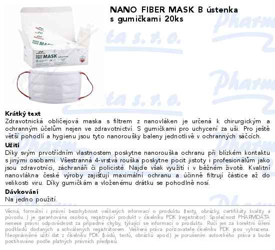 NANO FIBER MASK B Ăşstenka s gumiÄŤkami 20ks