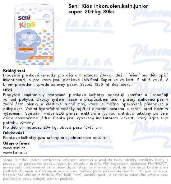 Seni Kids inkon.plen.kalh.junior super 20+kg 30ks