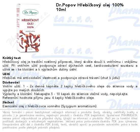 Dr.Popov HĹ™ebĂ­ÄŤkovĂ˝ olej 100% 10ml