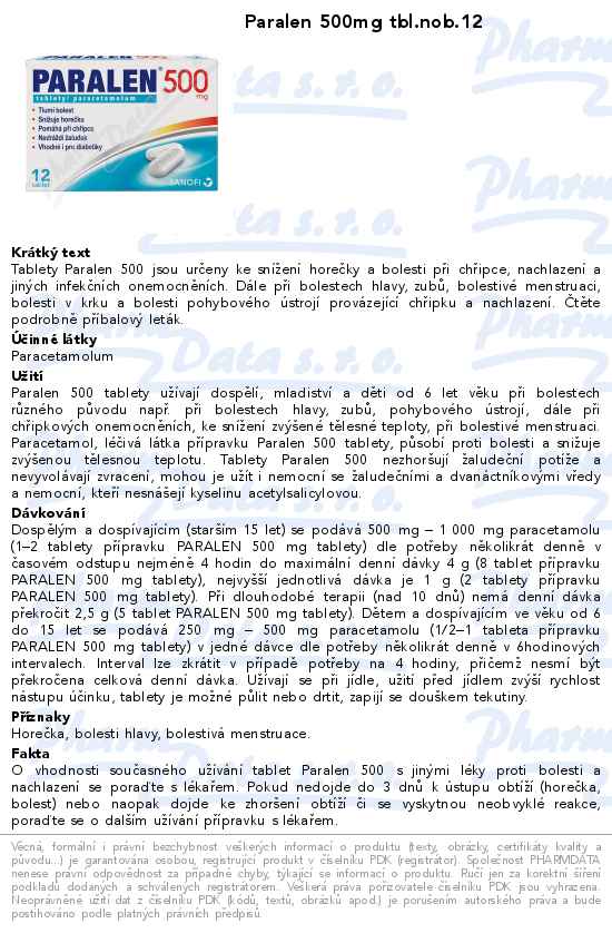 Paralen 500mg tbl.nob.12