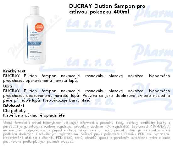 DUCRAY Elution Ĺ ampon pro citlivou pokoĹľku 400ml