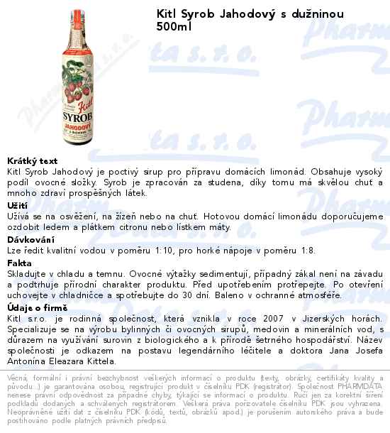 Kitl Syrob JahodovĂ˝ s duĹľninou 500ml