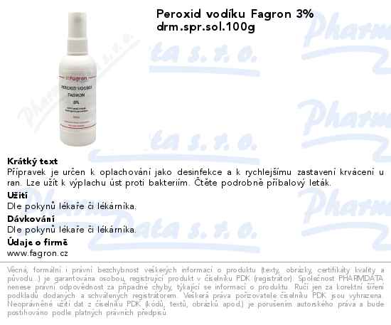 Peroxid vodĂ­ku Fagron 3% drm.spr.sol.100g