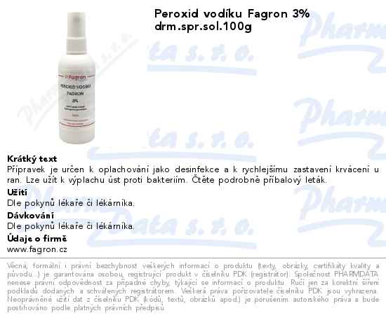 Peroxid vodĂ­ku Fagron 3% drm.spr.sol.100g