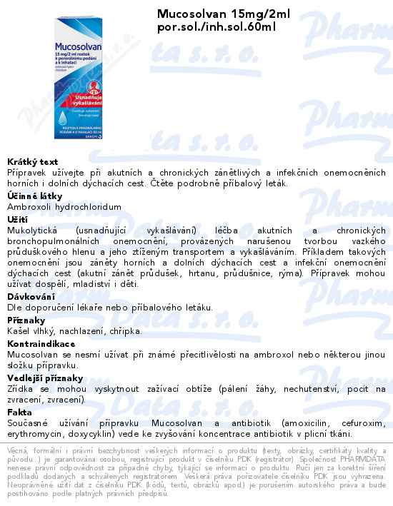 Mucosolvan 15mg/2ml por.sol./inh.sol.60ml