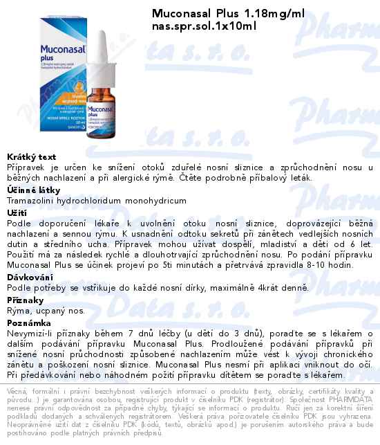 Muconasal Plus 1.18mg/ml nas.spr.sol.1x10ml