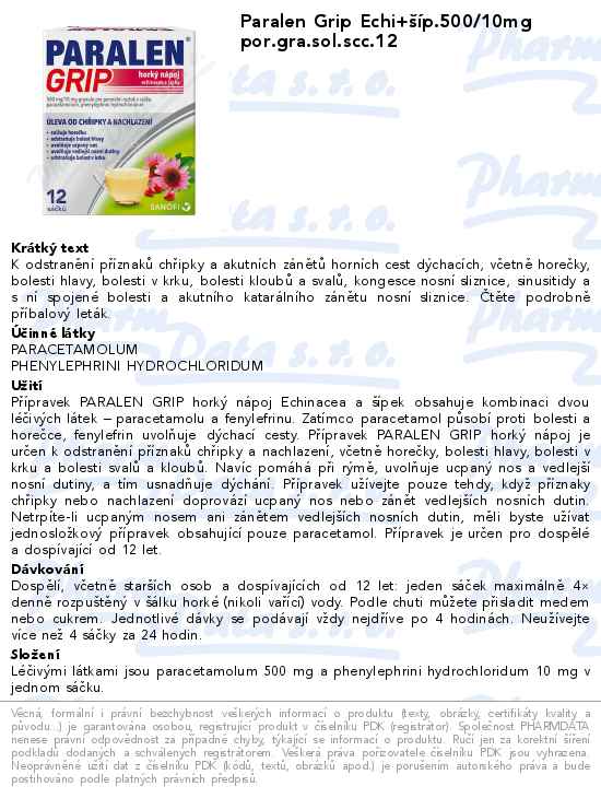 Paralen Grip Echi+ĹˇĂ­p.500/10mg por.gra.sol.scc.12