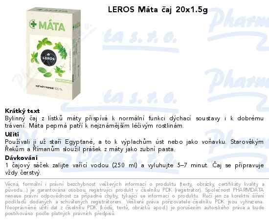 LEROS MĂˇta ÄŤaj 20x1.5g