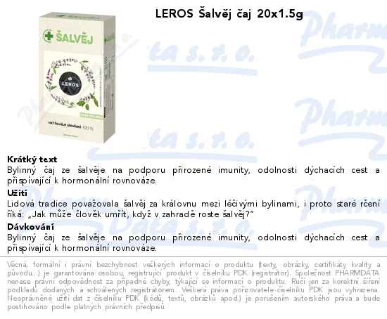 LEROS Ĺ alvÄ›j ÄŤaj 20x1.5g