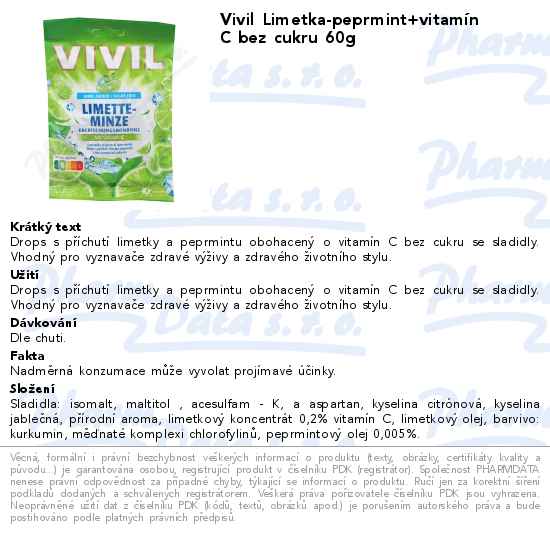 Vivil Limetka-peprmint+vit.C bez cukru 60g