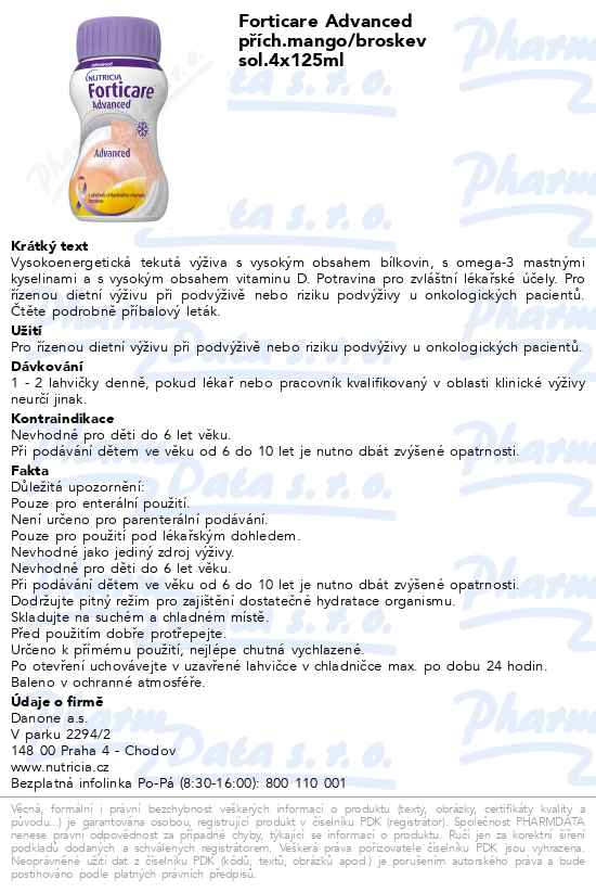 Forticare Advanced pĹ™Ă­ch.mango/broskev sol.4x125ml